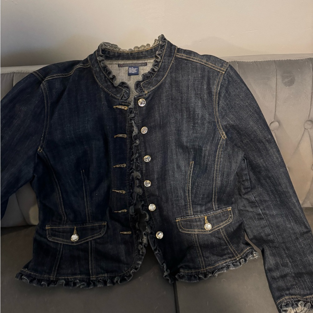 Baccini Blue Jean Jacket with Ruffle Trim